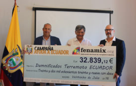 FENAMIX ENTREGA A ECUADOR CASI 33.000 € RECAUDADOS DURANTE LA CAMPAÑA SOLIDARIA QUE ACTIVÓ EN LOS MESES DE ABRIL Y MAYO
