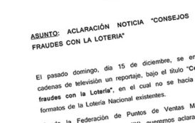 Aclaración Nota Prensa Fraude Loterías